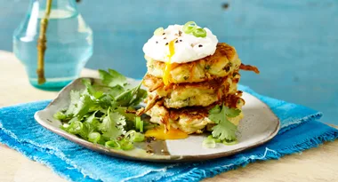 Vegetable Pancakes with Poached Eggs