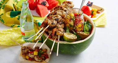 Aussie Spiced Barbecued Prawns with Mango Salsa