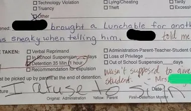 Mum furious after son given detention for sharing lunch with another student