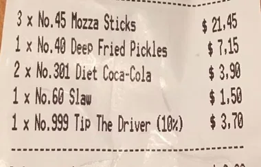 Customer adds hilarious note after ordering massive takeaway feast for one