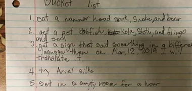 Brother shares little sister’s hilarious ‘bucket list’