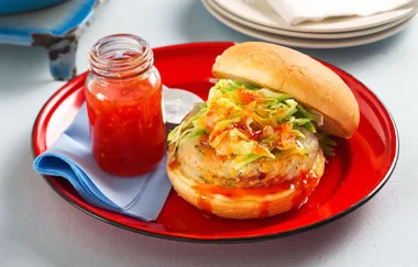 Lemongrass & sesame chicken burgers
