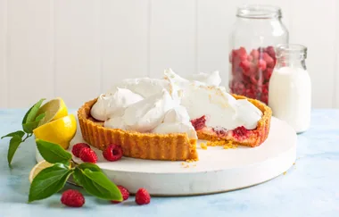 Lemon & raspberry meringue pie