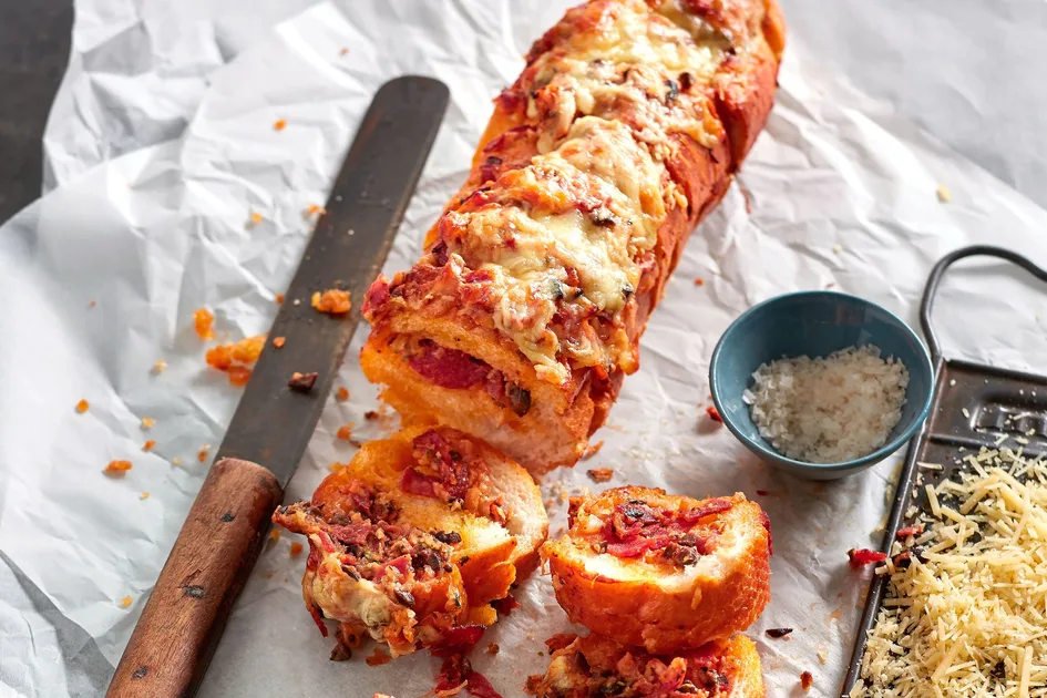 Crusty supreme pizza garlic bread loaf Recipe | that's life!