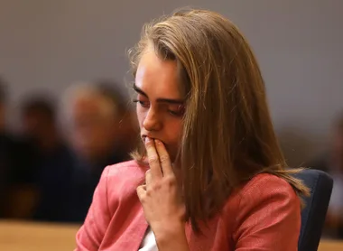 Michelle Conrad listening to opening statements on her first day of trial.
