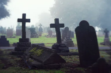 Stone crosses in a graveyard