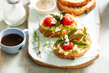 Asparagus, Feta  & Avocado Bruschetta