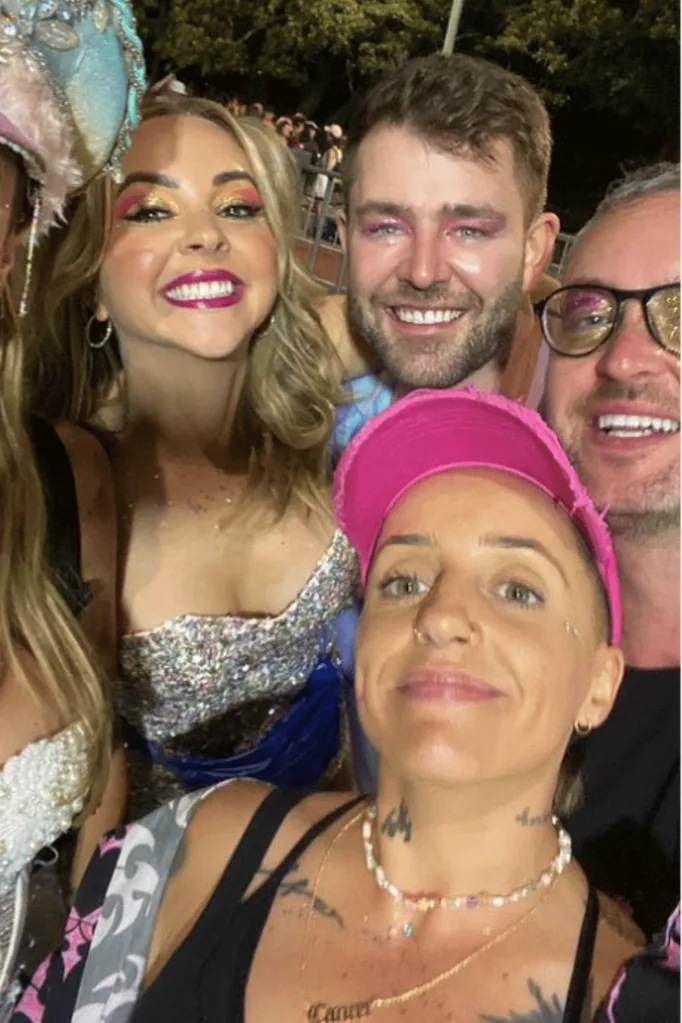 Angie Kent and Jess Tren attending Mardi Gras 2023.