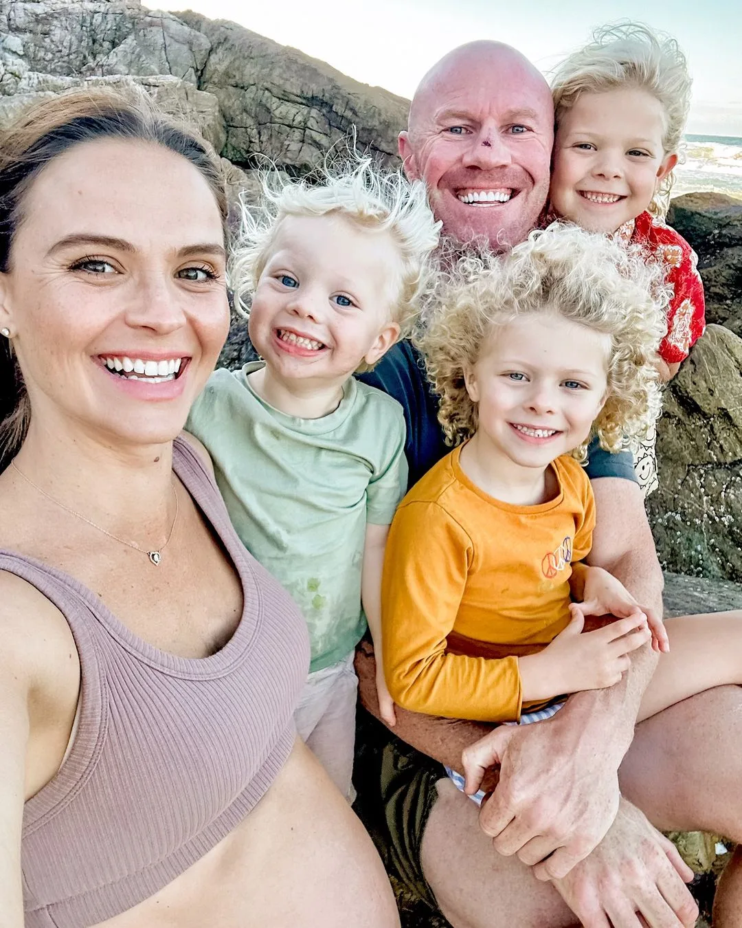 Lauren Byrant and Barry Hall family selfie with three sons.