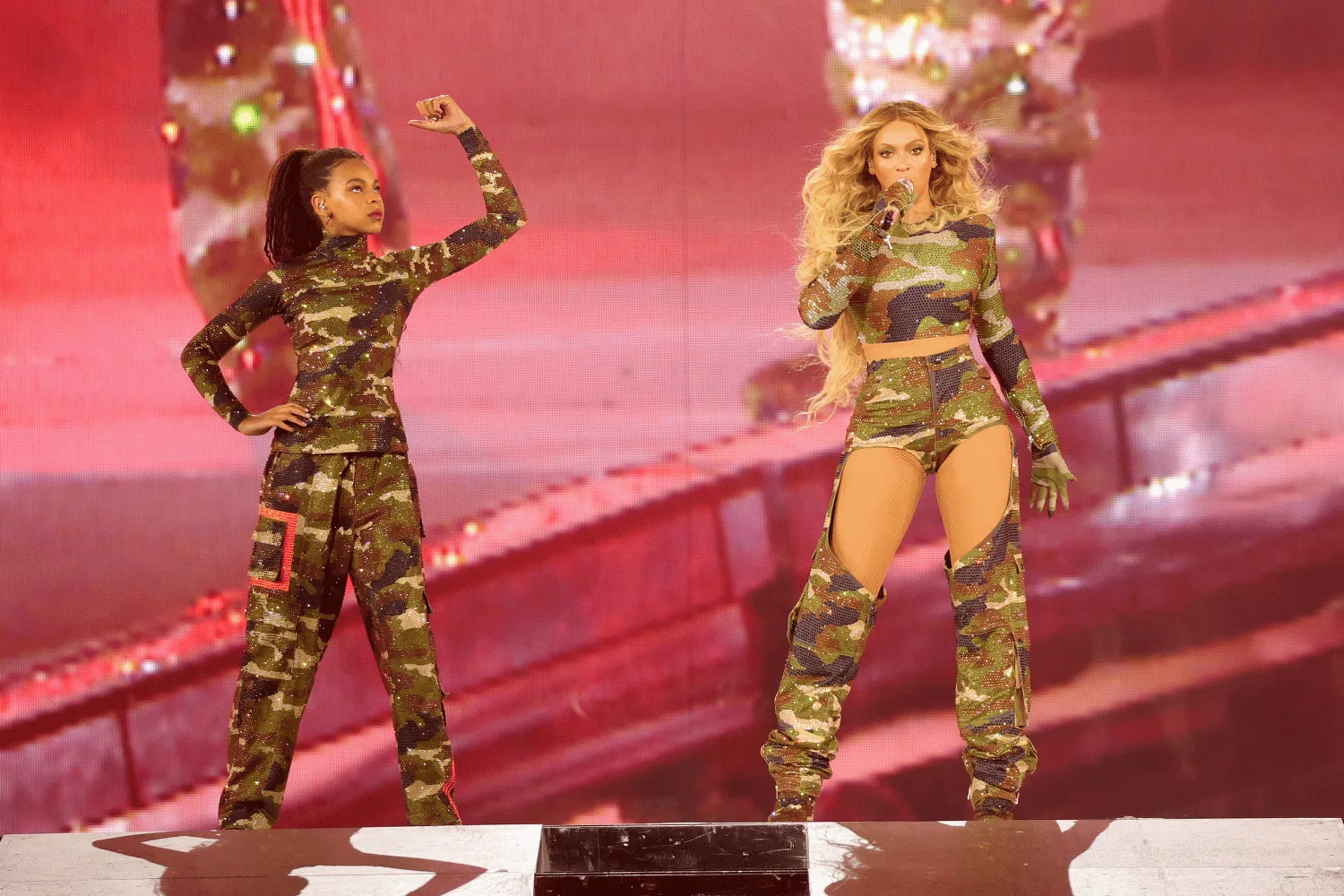 Beyoncé and Blue Ivy Carter on stage at the Renaissance World Tour. 