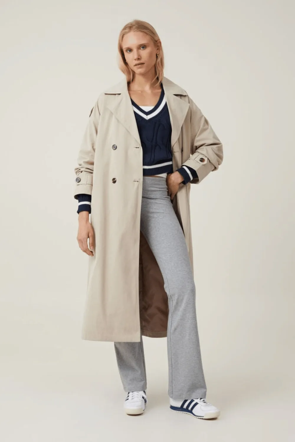 Cotton on camel trench coat
