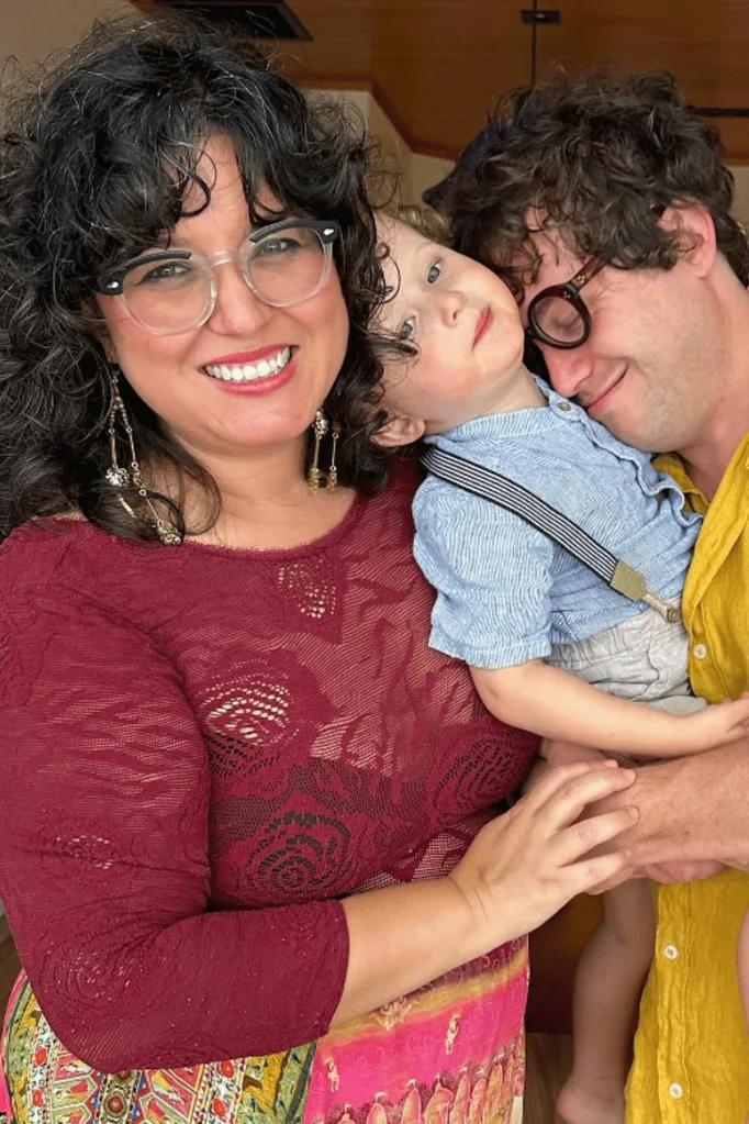 Eliza Jane Barnes holding her son.