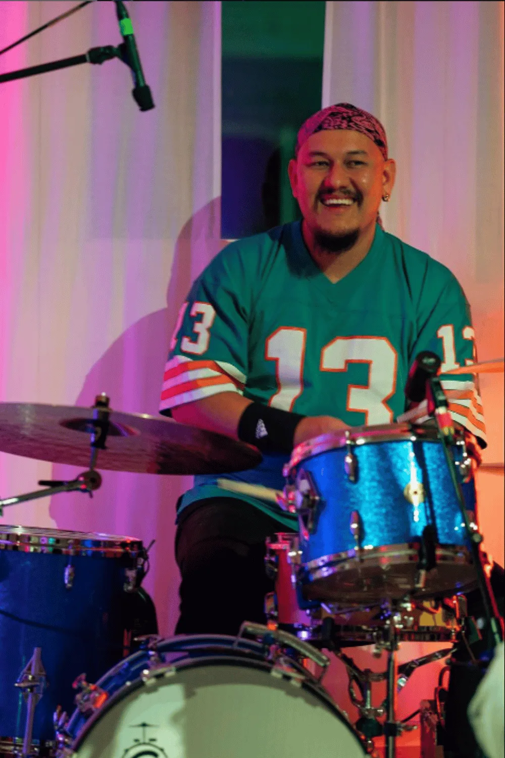 Jackie Barnes playing the drums