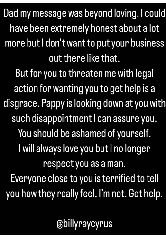 Trace Cyrus Instagram statement