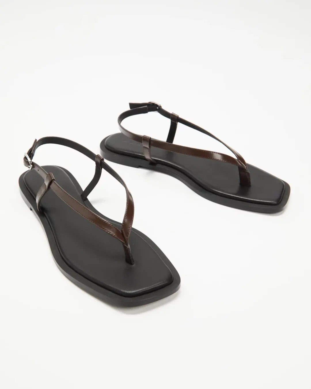 Leather Thong Ankle Strap Sandals