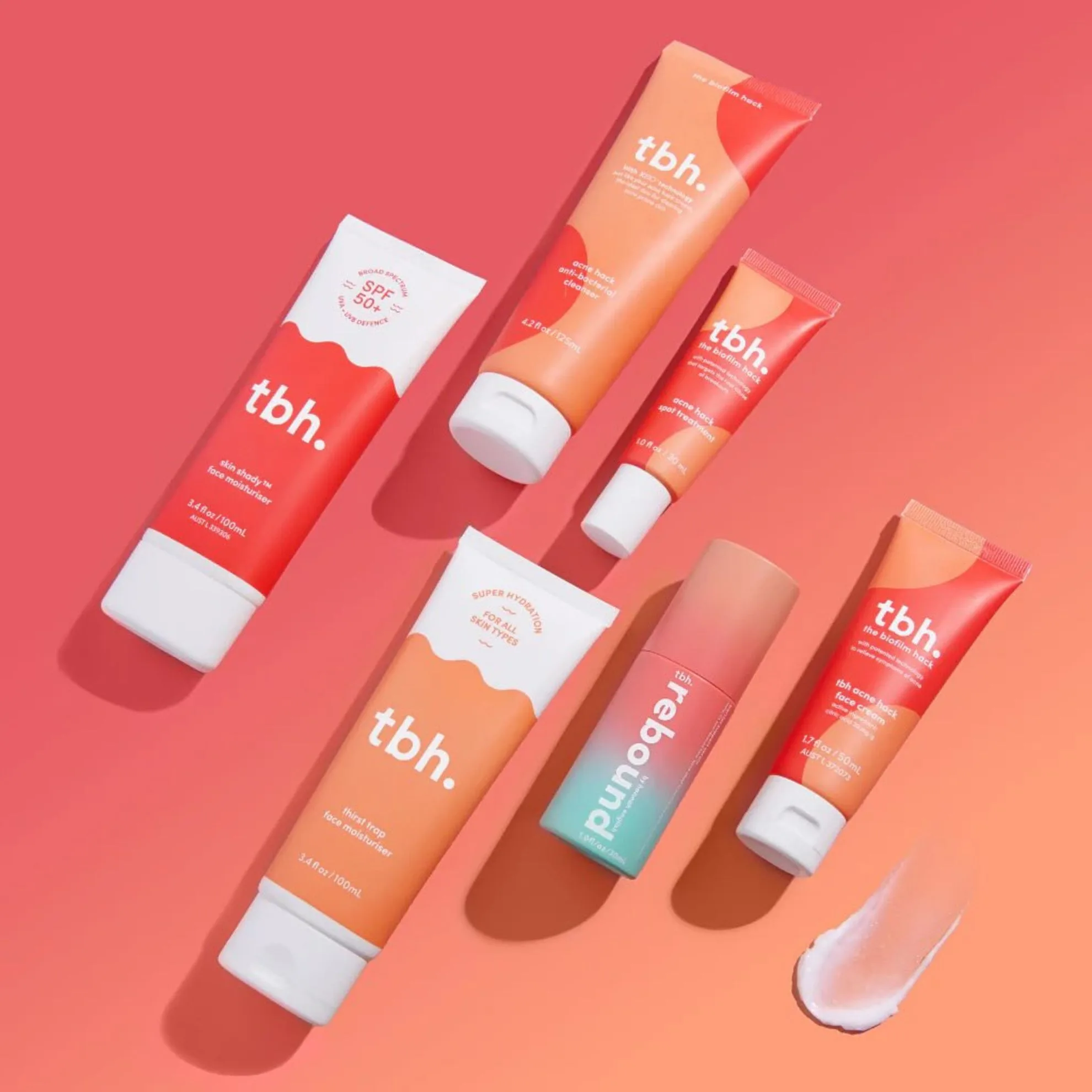 tbh Skincare is an Australian skincare brand that has launched viral best seller after viral best seller. Pictured you'll find their soothing and anti-inflammatory Rebound Serum and SPF50+ amongst others. 