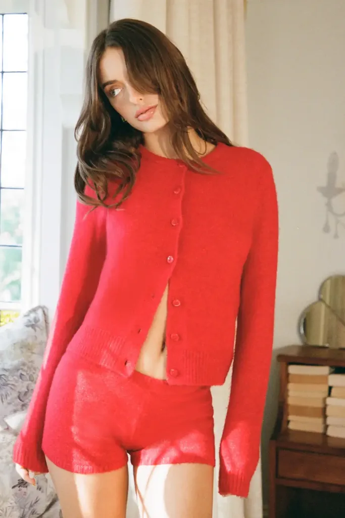 Red preppy Glassons cardigan