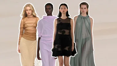 Four models in sheer clothing