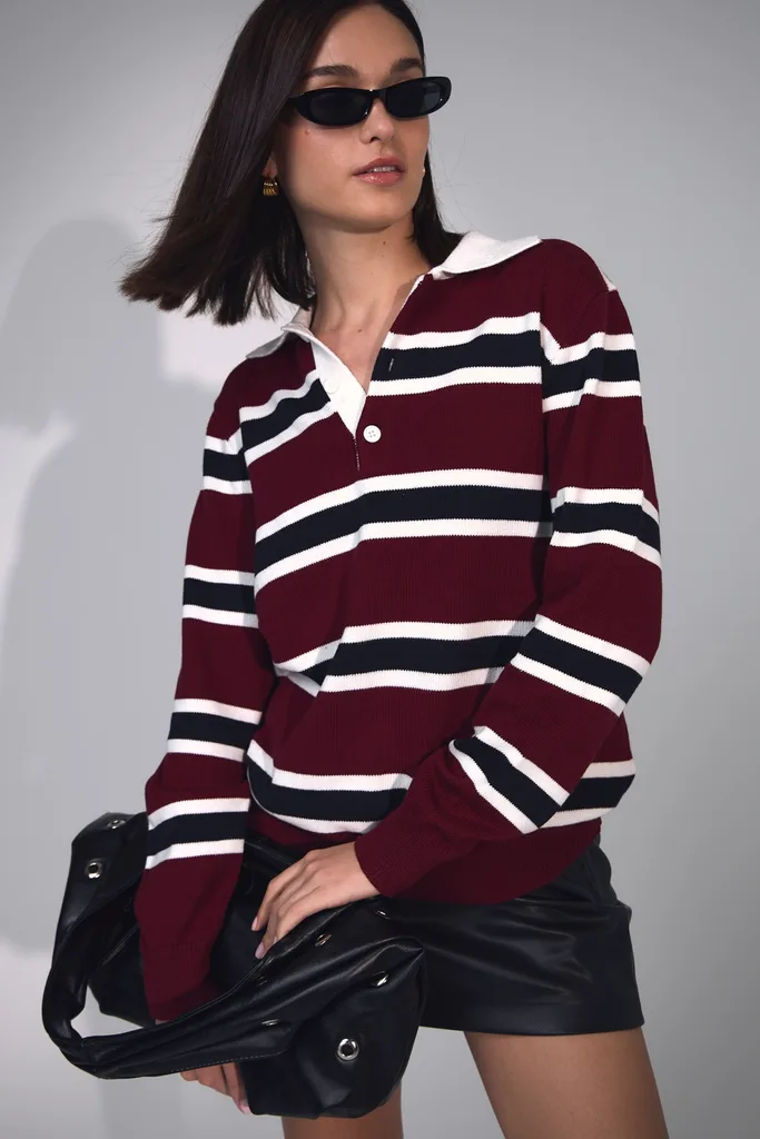 Glassons Stripe Polo Jumper