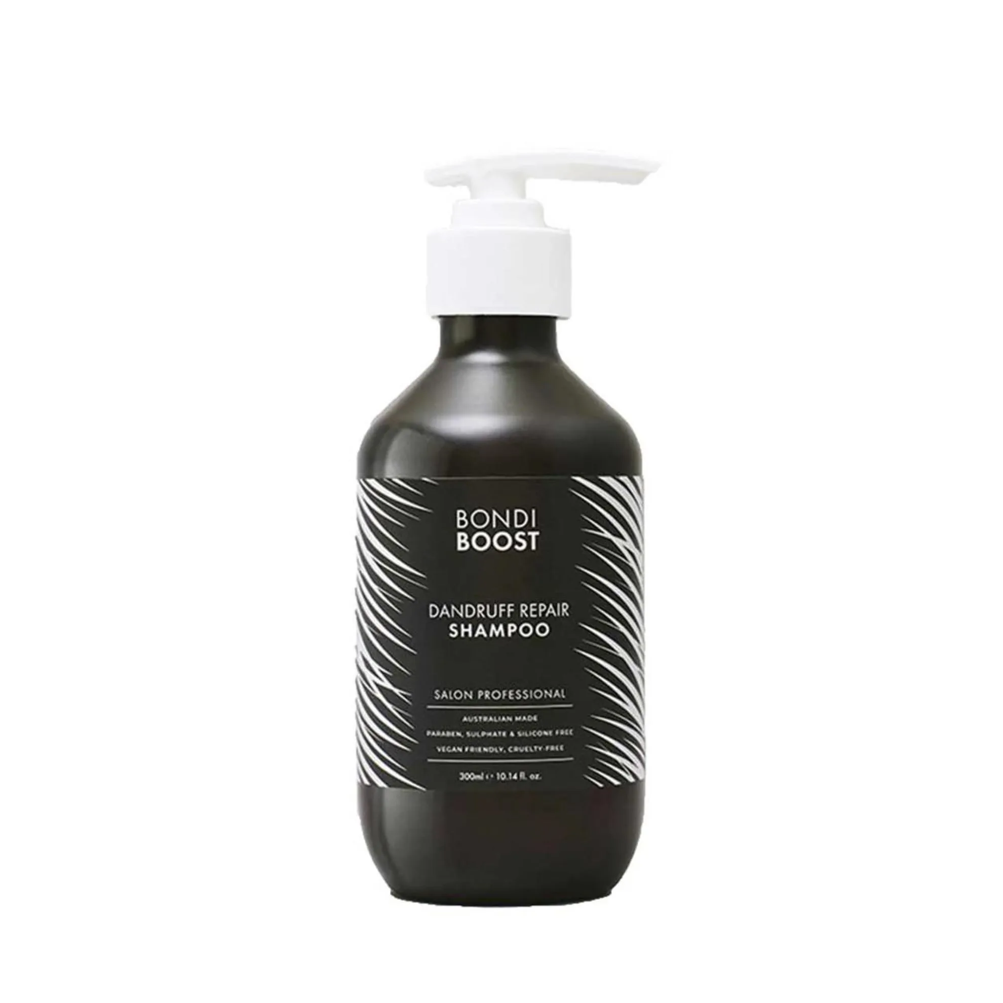 If you love the feeling of a tingling fresh scalp, you’ll love the inclusion of peppermint oil in the Bondi Boost Dandruff Repair Shampoo. The formula uses three “active” ingredients. Anti-fungal piroctone olamine, Australian aloe vera that nourishes the scalp and soothes irritation, quinoa to strengthen hair and sea buckthorn, which further detoxifies the scalp. Other vitamin and fatty acid-rich oils like linseed, olive oil, and sunflower are thrown in to further support scalp and hair health. It comes in a 300ml black pump bottle with white palm leaf decorations and the bondi boost logo. $27.96 (usually $34.95) at Oz Hair and Beauty