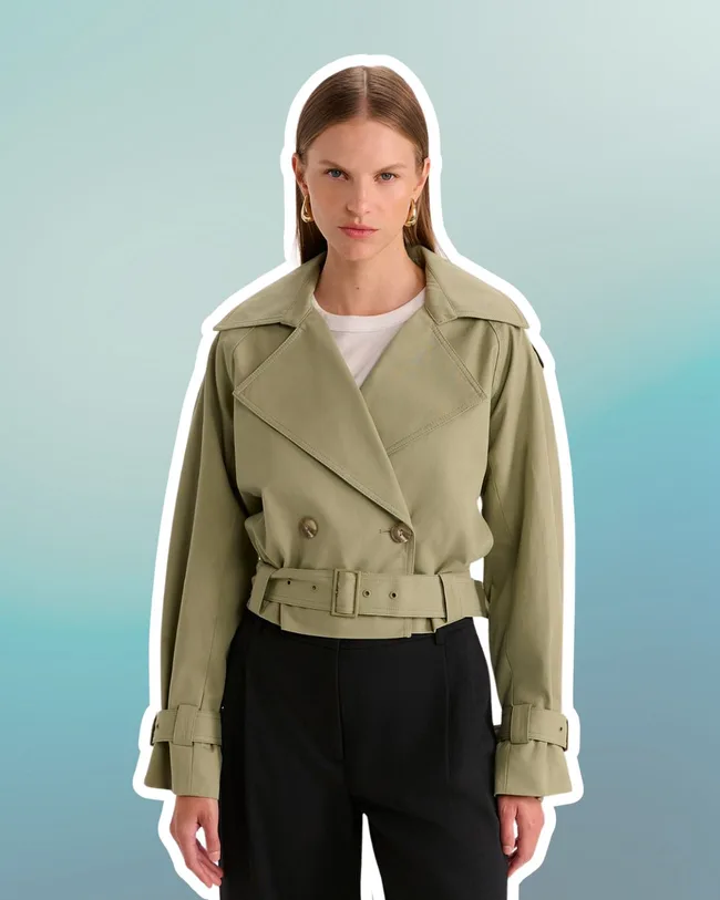 womens cropped trench coat