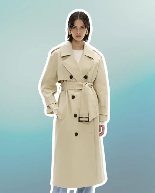 womens trench coat white beige mid length