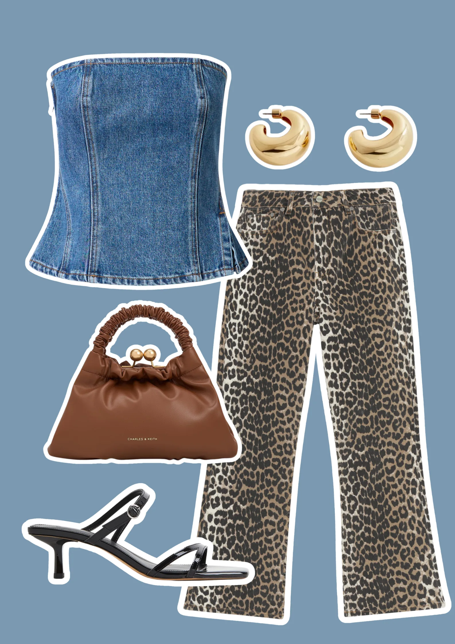 Leopard print denim outfit