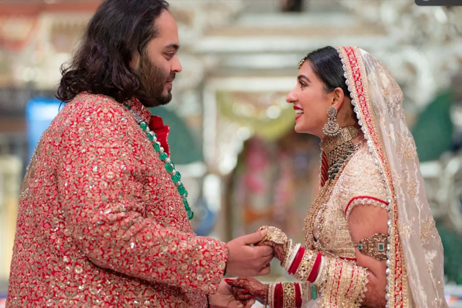 Anant Ambani and Radhika Merchant at their wedding