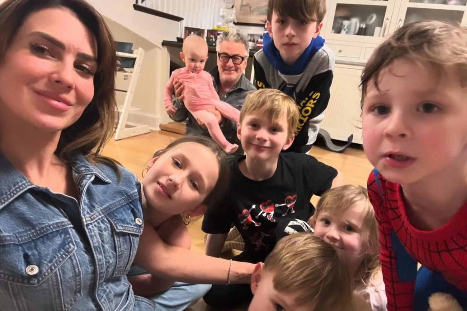 Alec Baldwin with his wife and seven children.