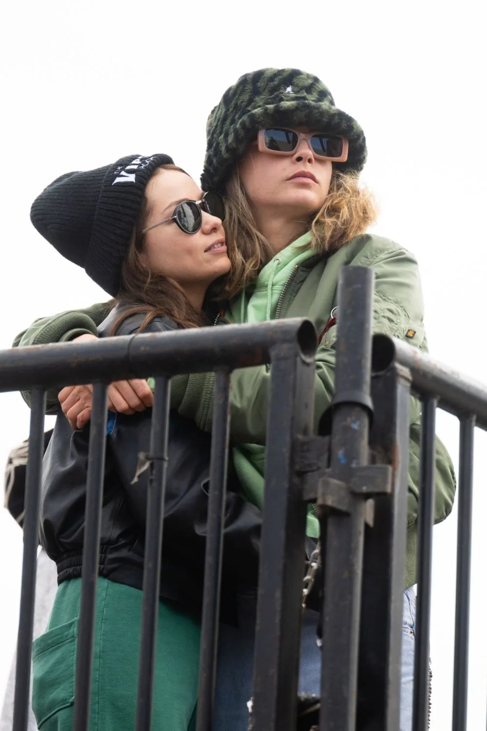 Cara Delevingne and her girlfriend Minke hugging at Glastonbury.