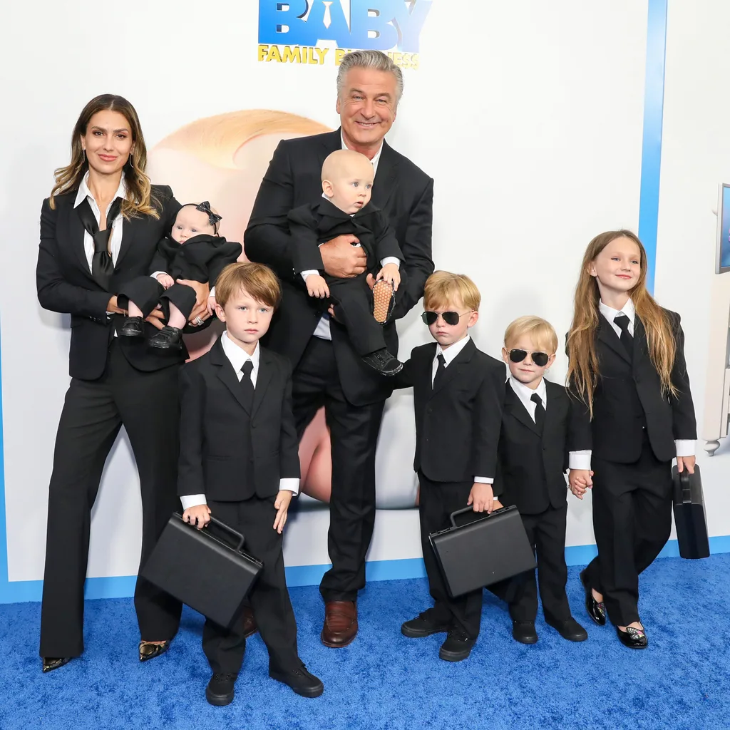 Alec Baldwin at the premiere of Boss Baby with his family.