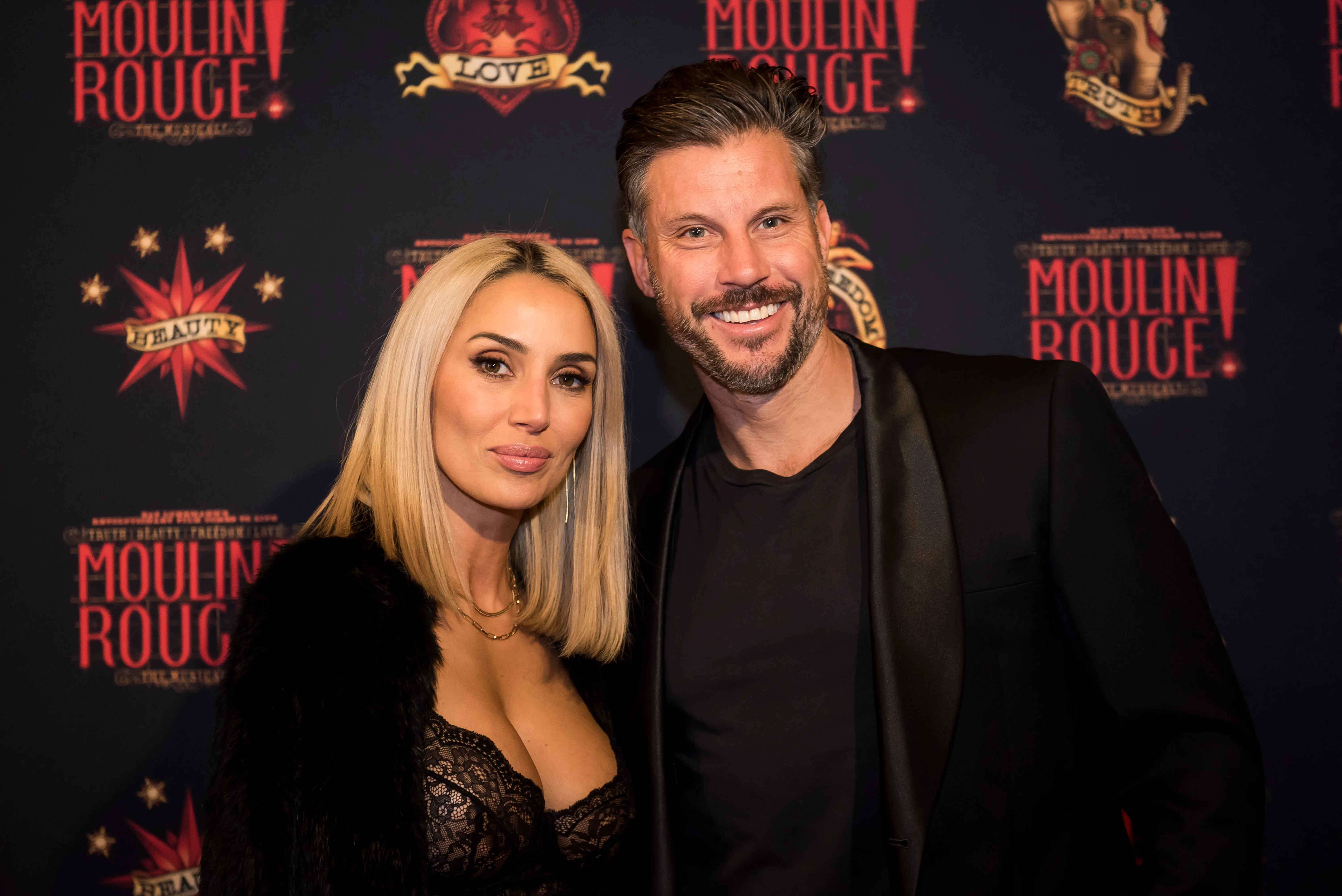 Sam and Snezana Wood attend the opening night of "Moulin Rouge! The Musical