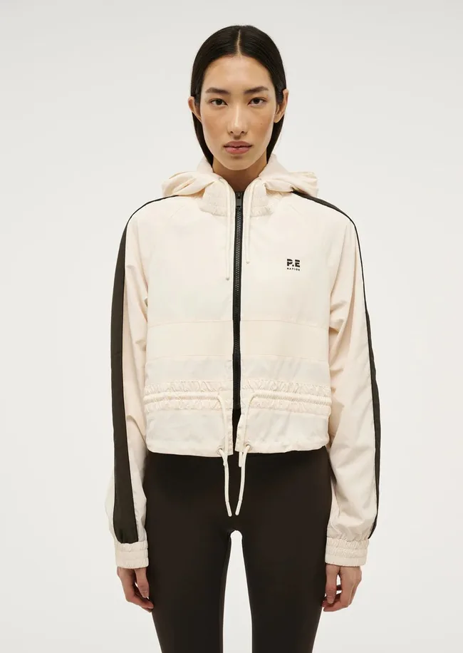 A model wears the Cropped Man Down Jacket