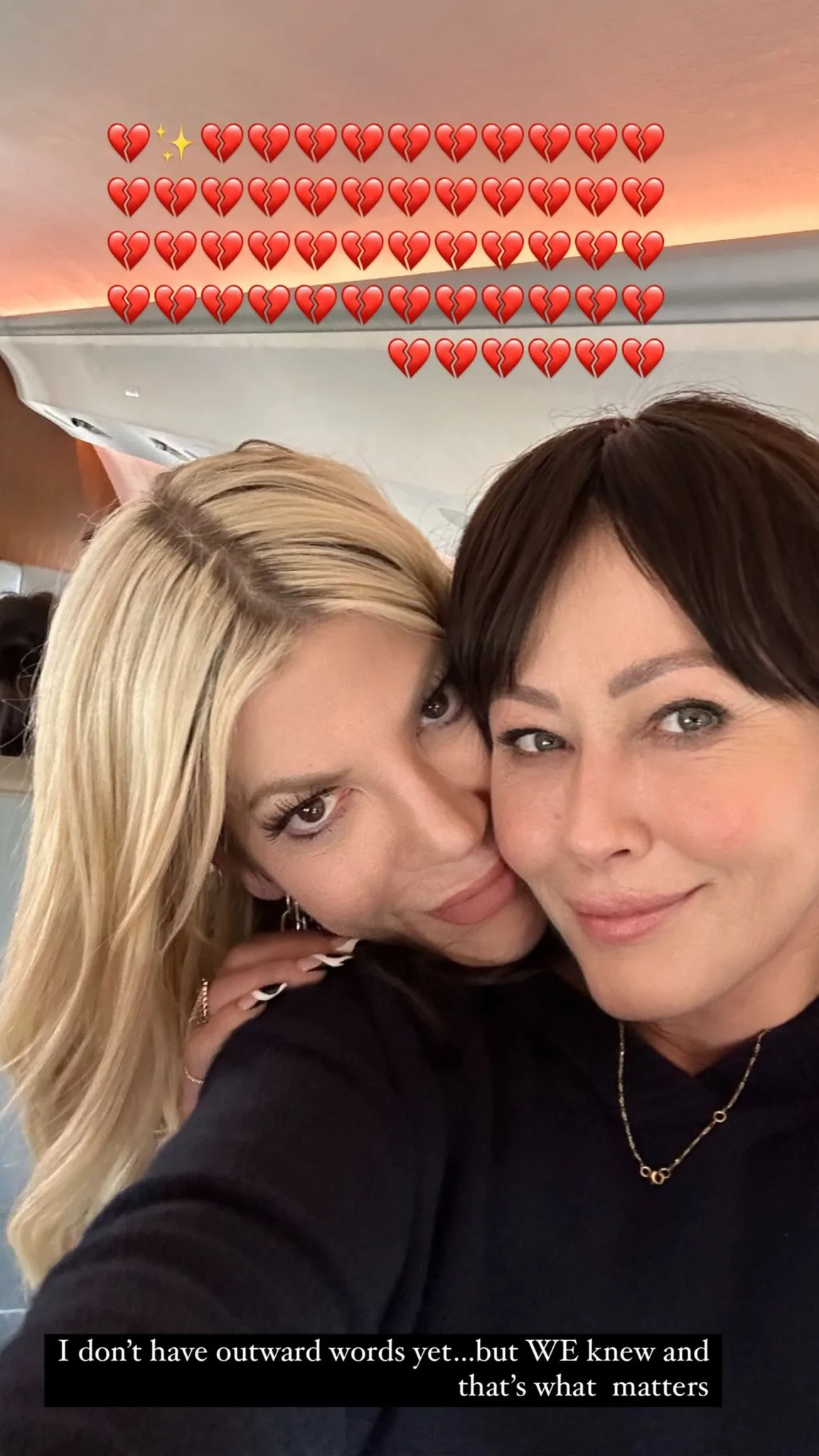 Tori Spelling shared a selfie with Shannen Doherty on her Instagram story.