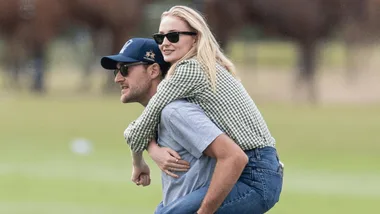 Sophie Turner on Peregrine Pearson's back during outing