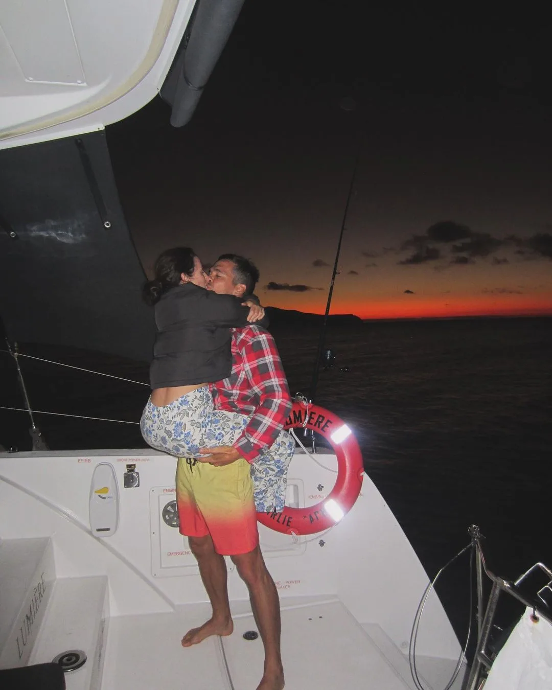 Ellie Dix and Jono kiss on boat Instagram picture