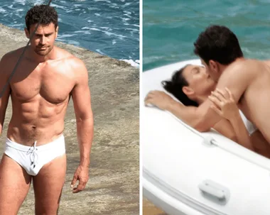 Theo James and Vittoria Ceretti posing for a Dolce & Gabbana advert in Italy.