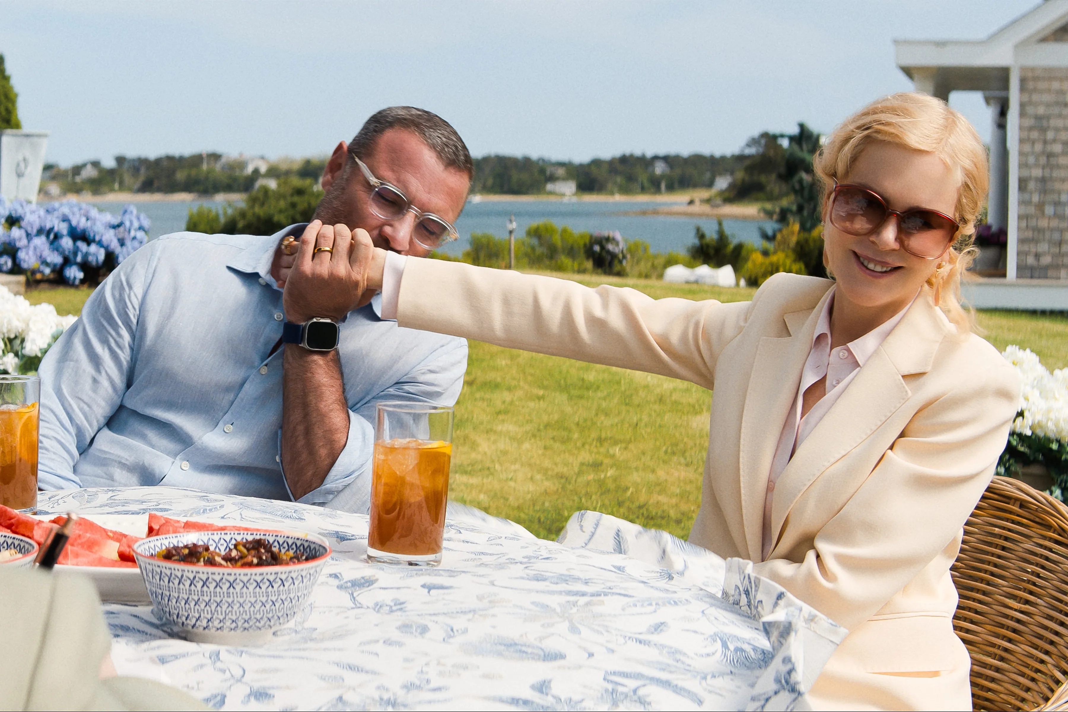 The Perfect Couple. (L to R) Liev Schreiber as Tag Winbury, Nicole Kidman as Greer Winbury in episode 103 of The Perfect Couple.
