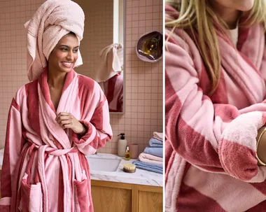 Woman in Linen House robe