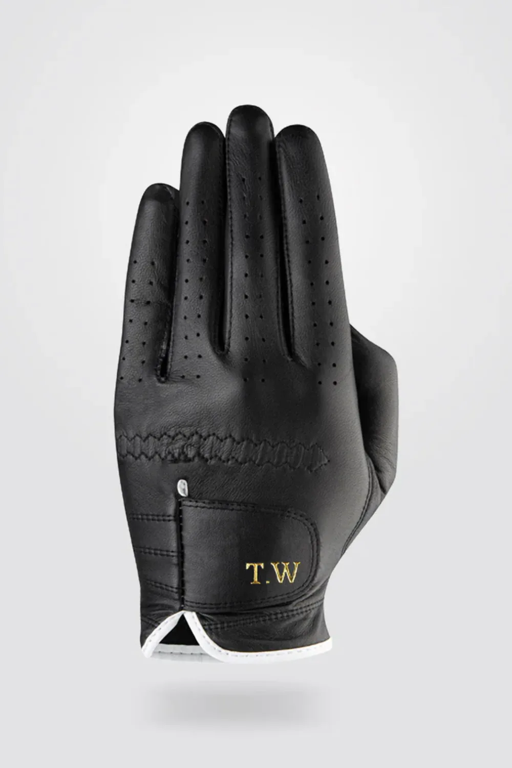 MEN'S PERSONALISED PREMIUM CABRETTA LEATHER GOLF GLOVE (BLACK)