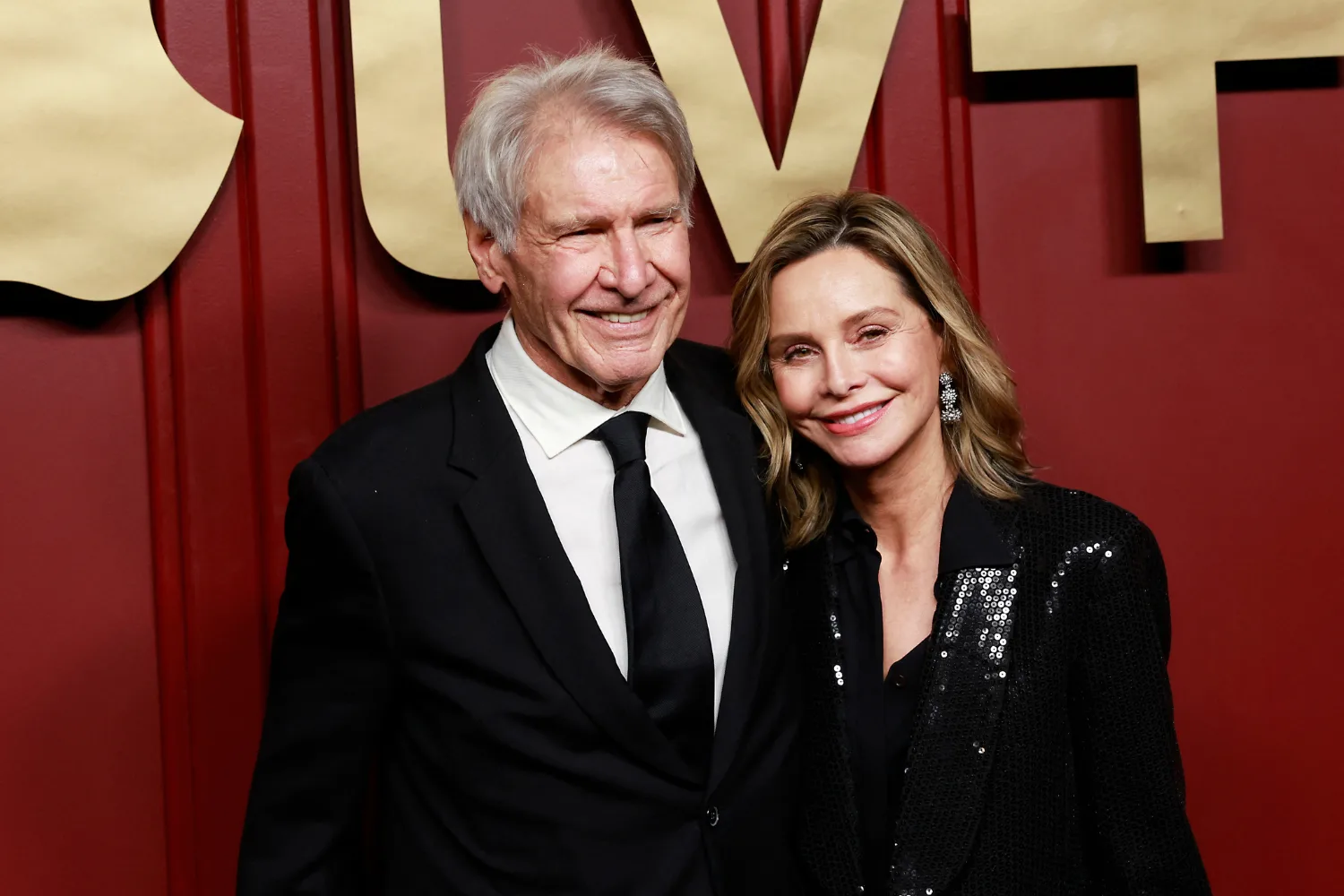 Harrison Ford and Calista Flockhart at Apple TV red carpet.