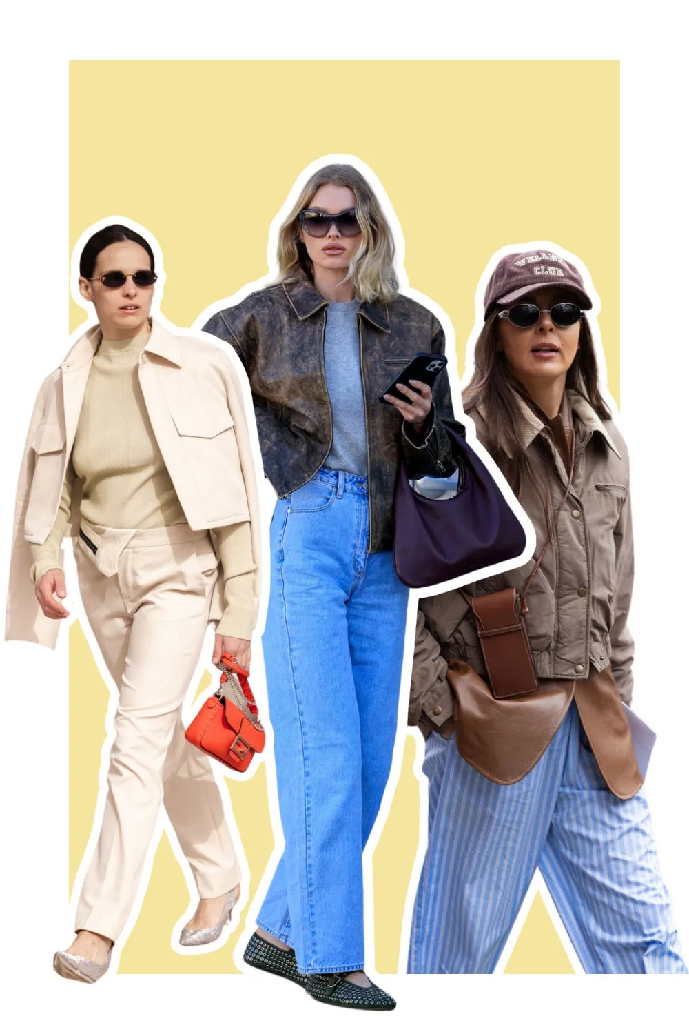 Street style people and Elsa Hosk wearing cropped jackets