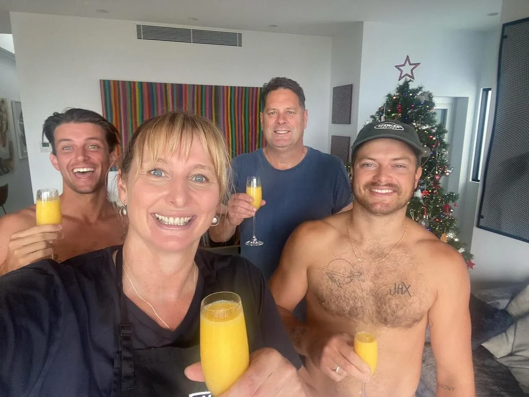 Johanna Griggs with her sons Joe and Jesse and husband Todd Huggins.