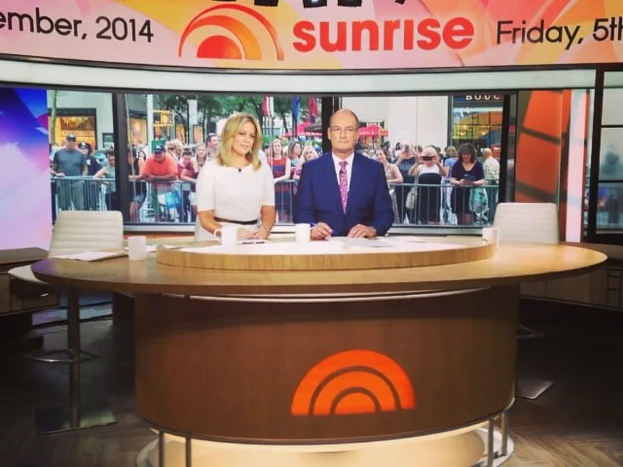 Samantha Armytage on the Sunrise desk with David Koch in 2014.