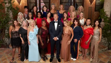 THE GOLDEN BACHELOR - ABC's "The Golden Bachelor" stars back row: Susan, Anna, Kathy, Patty, Peggy, Jeanie, and Joan. Middle Row: Edith, Marina, Sandra, Sylvia, Faith, Christina, and Nancy. Front Row: Leslie, Pamela, Ellen, Natasha, Gerry Turner, April, Renee, Maria, and Theresa.