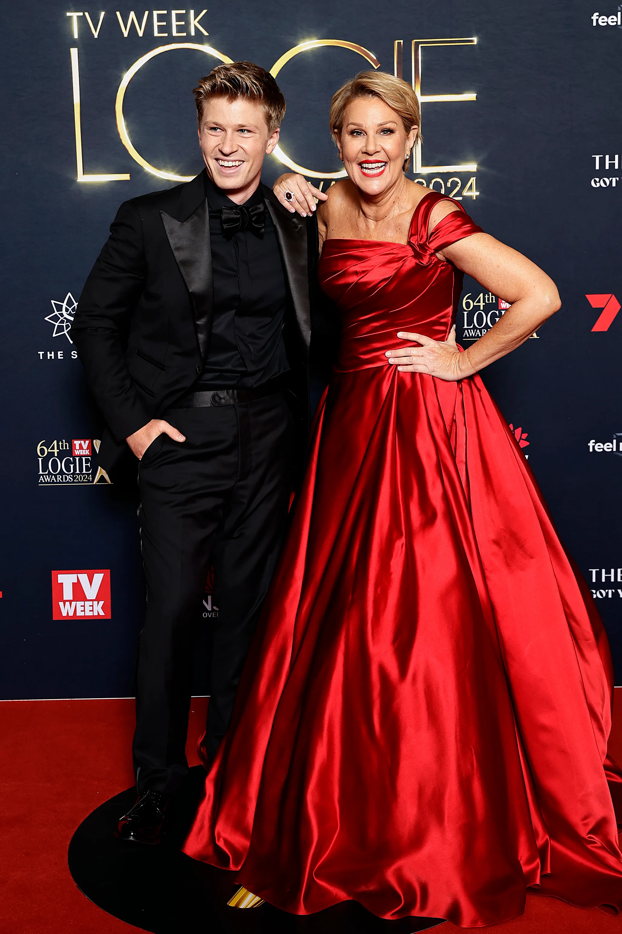 SYDNEY, AUSTRALIA - AUGUST 18: Robert Irwin and Julia Morris attend the 64th TV WEEK Logie Awards at The Star, Sydney on August 18, 2024 in Sydney, Australia. (Photo by Sam Tabone/Getty Images)