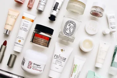 mini beauty products flatlay