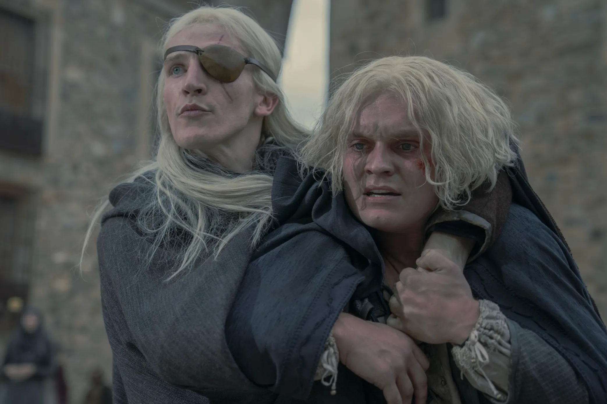 Ewan Mitchell and Tom Glynn-Carney in House of the Dragon.