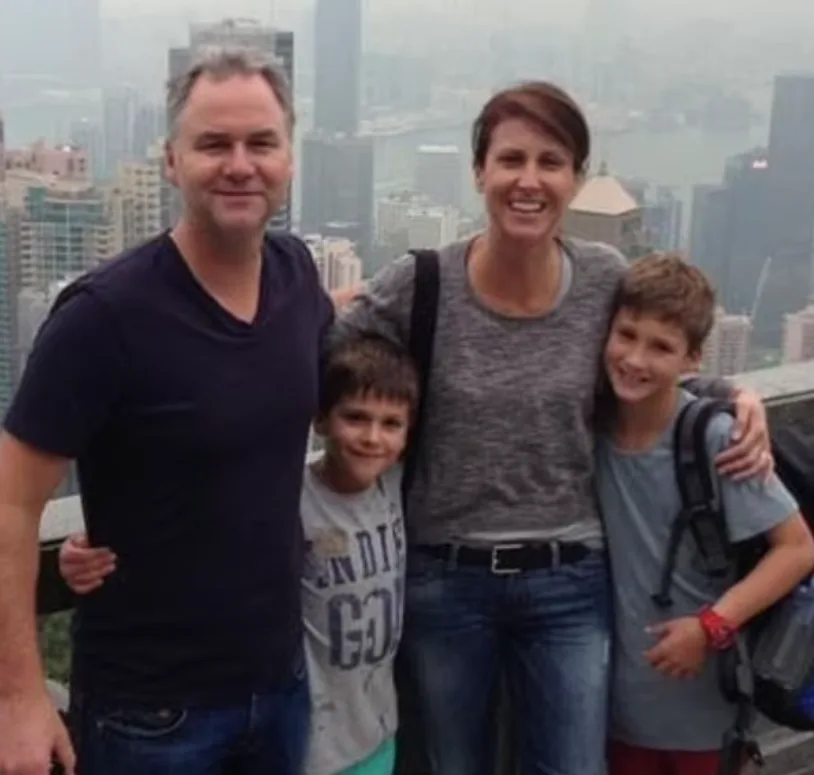 Natalie Barr with her husband and children