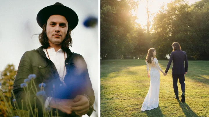 James Bay and his wife Lucy on their wedding day.